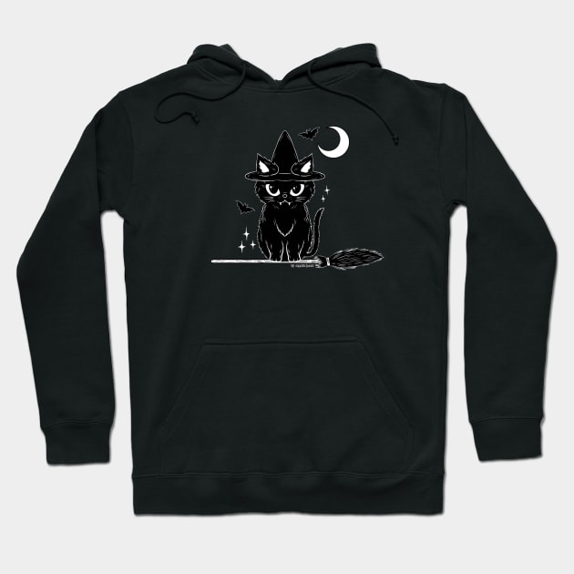 Black cat witch Hoodie by Mystic Heart